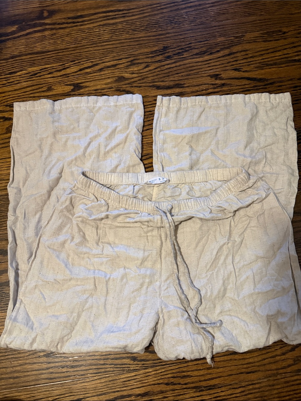 Primark Beige Linen-Blend Wide Leg Pants